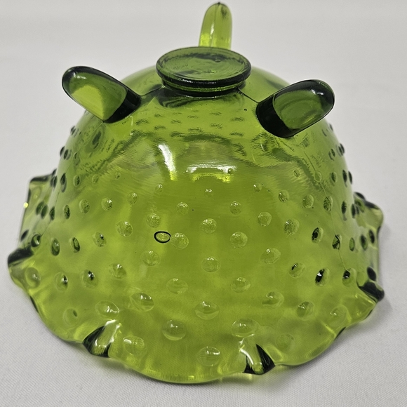 VIKING GLASS green ruffle hobnail dish vintage - Picture 10 of 16